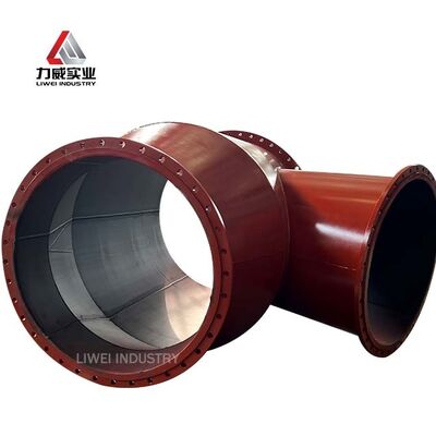 ข้อต่อท่อเหล็กบุยางกันสึกศอกลดสามทาง OEM ODM ปรับความหนาผนังได้สำหรับเหมืองแร่ ท่อน้ำมัน ก๊าซ